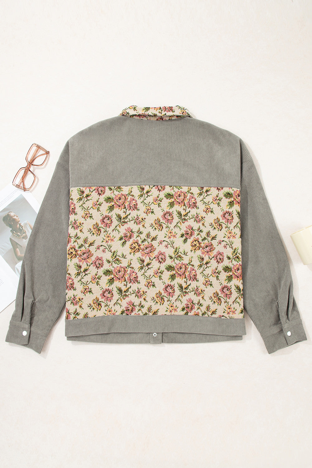Corduroy Vintage Floral Plus Size Jacket FB