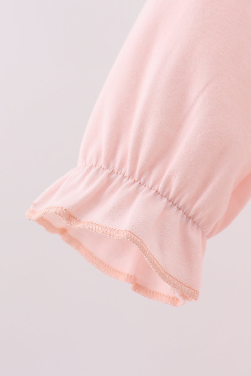 Pink floral bow applique bloomer set