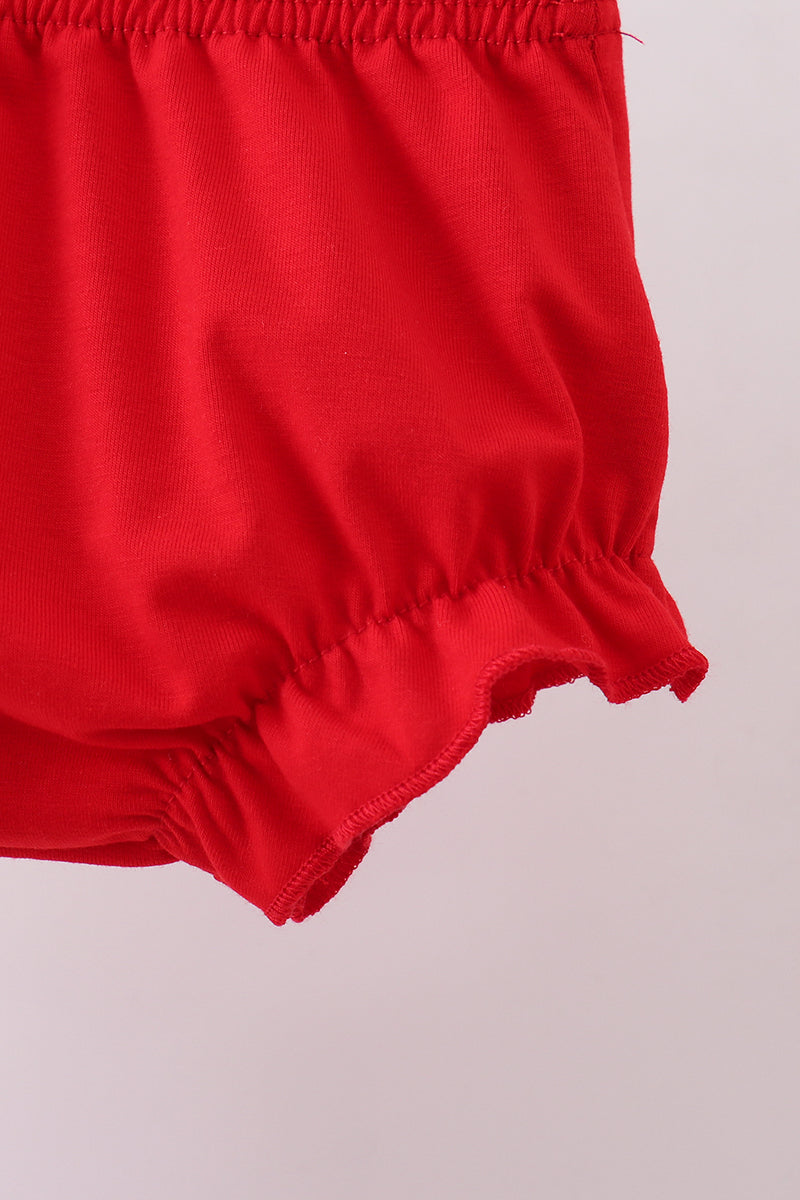 Baseball applique ruffle gingham bloomer set