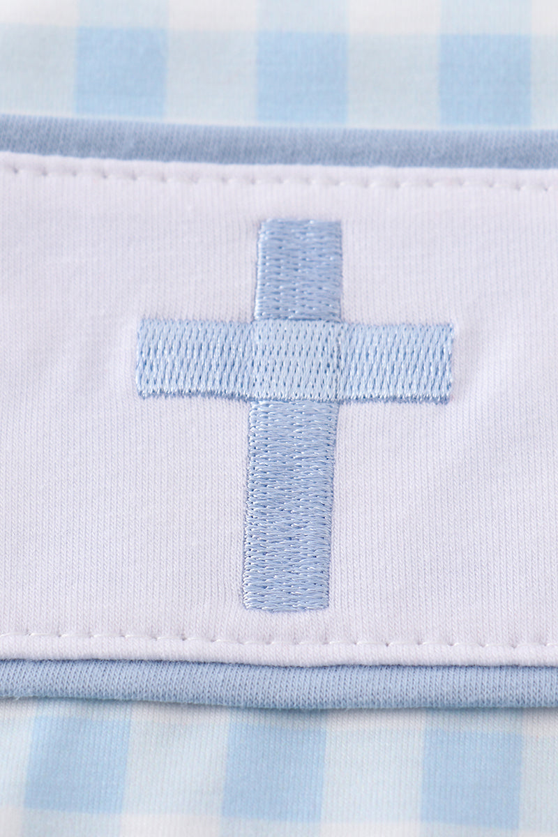 Easter plaid cross embroidery boy bubble