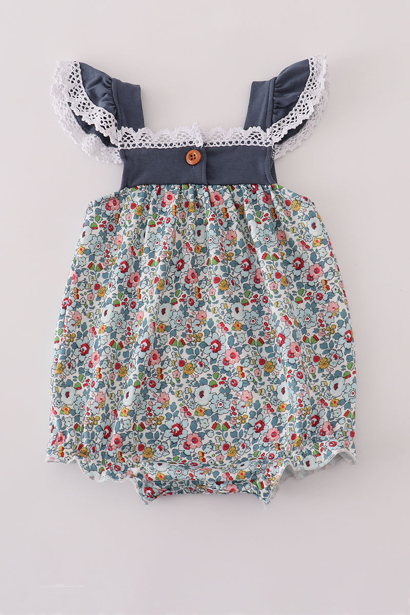 Blue meadow charm lace ruffle bubble