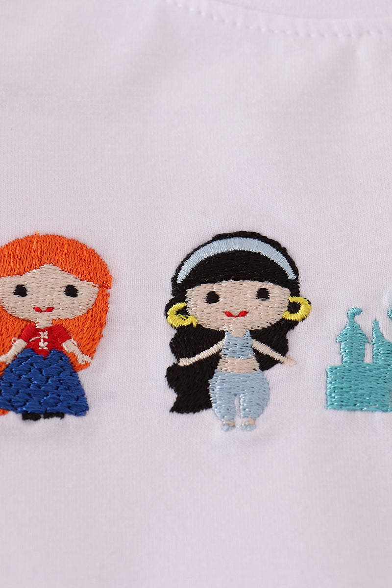 Pink princess embroidery tutu skorts set