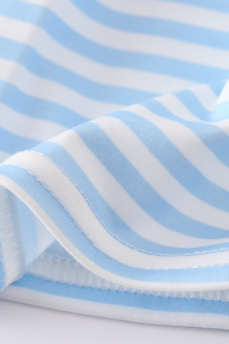 Blue&red character applique shorts set