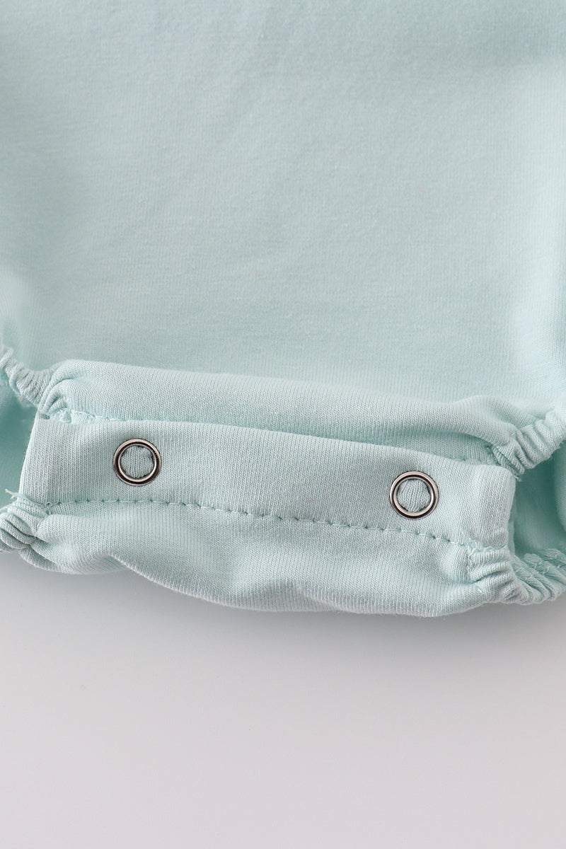 Blue bow pearl smocked bubble