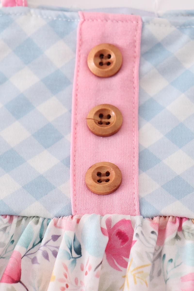 Pink floral print strap bloomer set