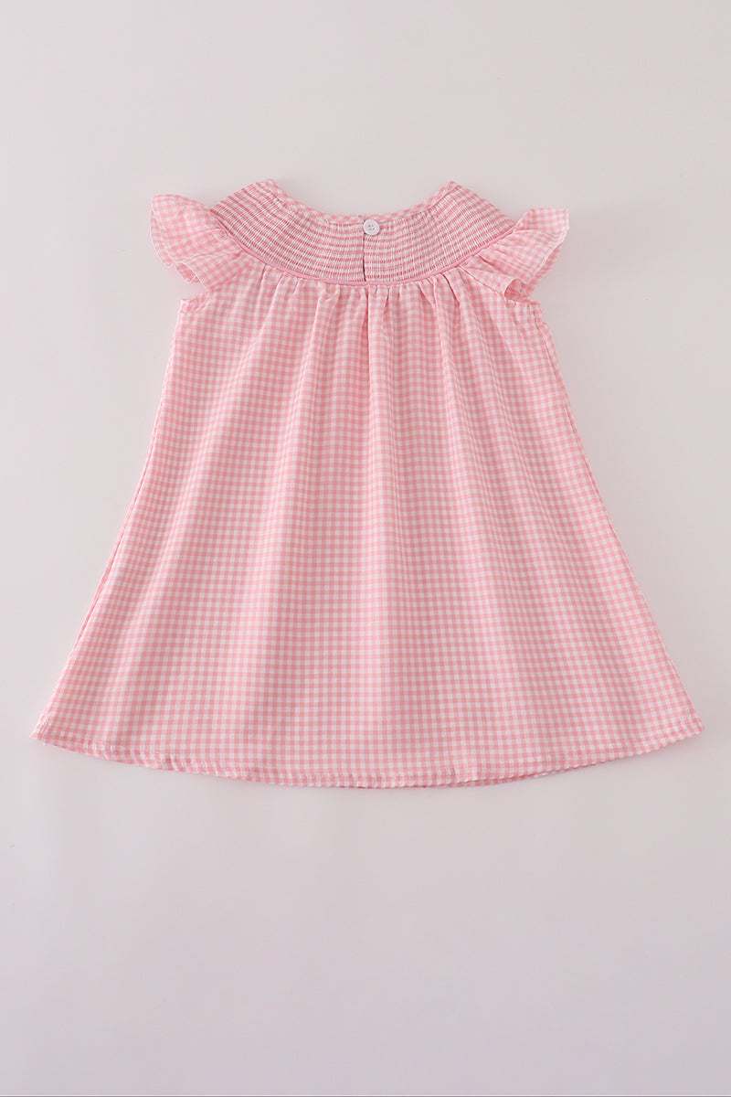 Pink floral smocked dress