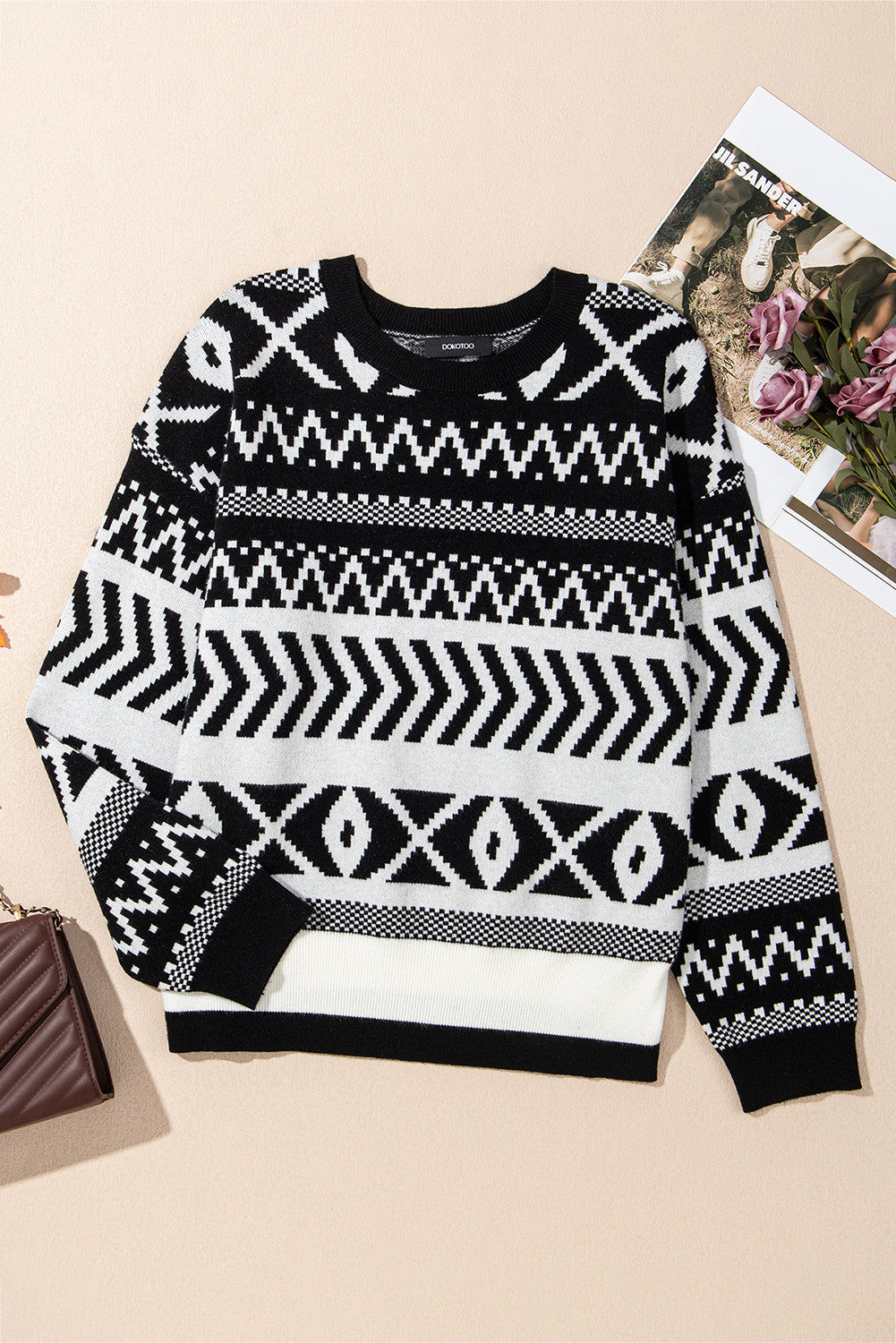 Abstract Print Pullover Sweater LT