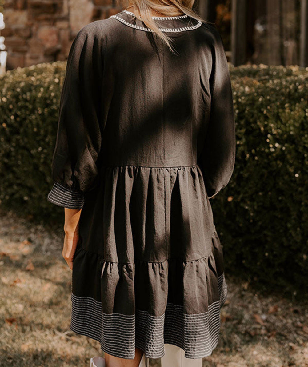 Stitched Tiered Mini Dress FB
