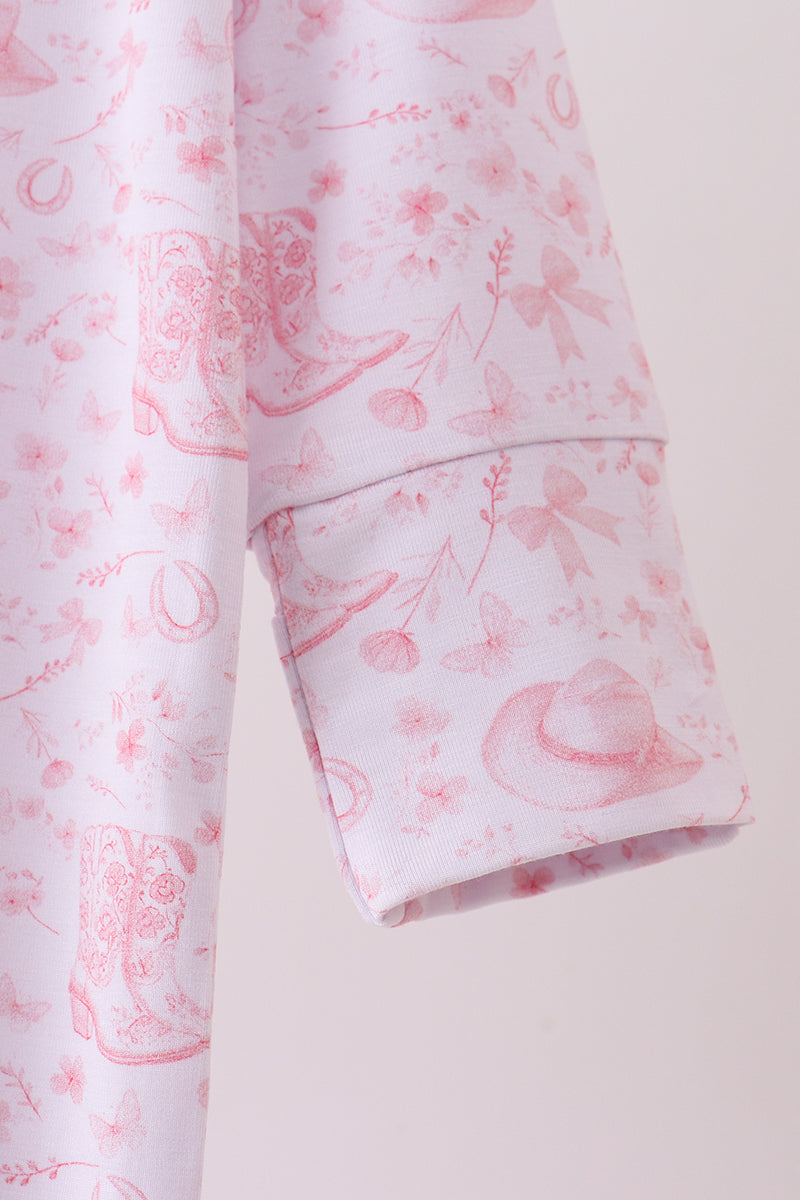 Premium pink boots bamboo romper