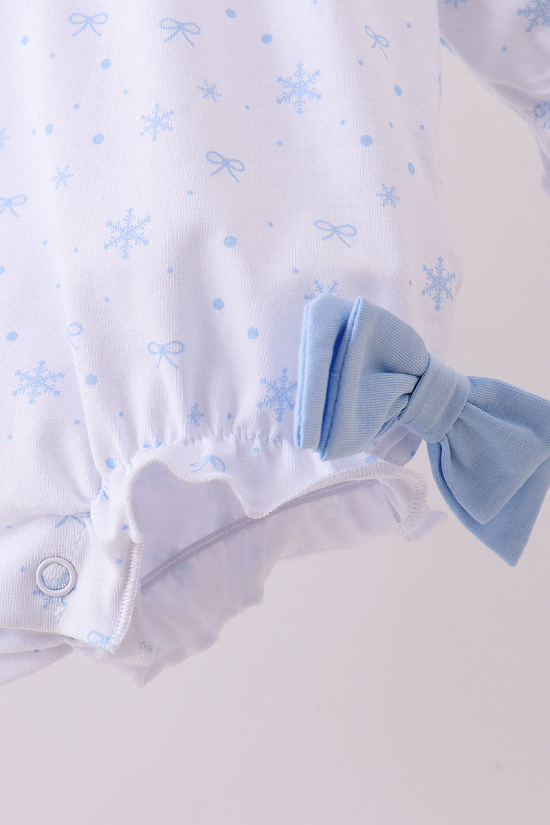 Premium blue snow bow embroidery bubble