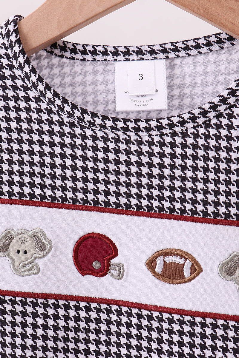 Premium Black Alabama elephant embroidery top