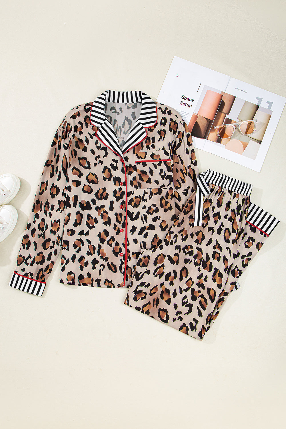 Khaki Leopard Pajama Set RTS