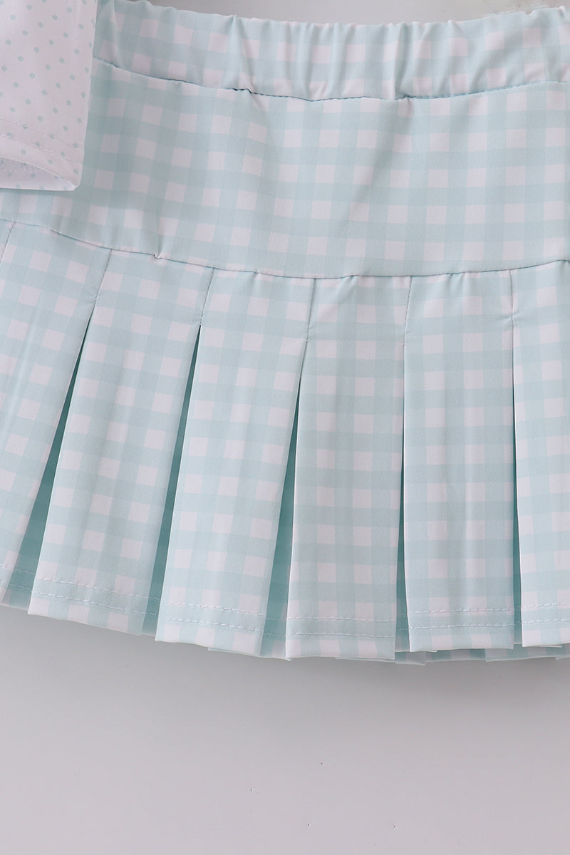 Blue active gingham skorts set