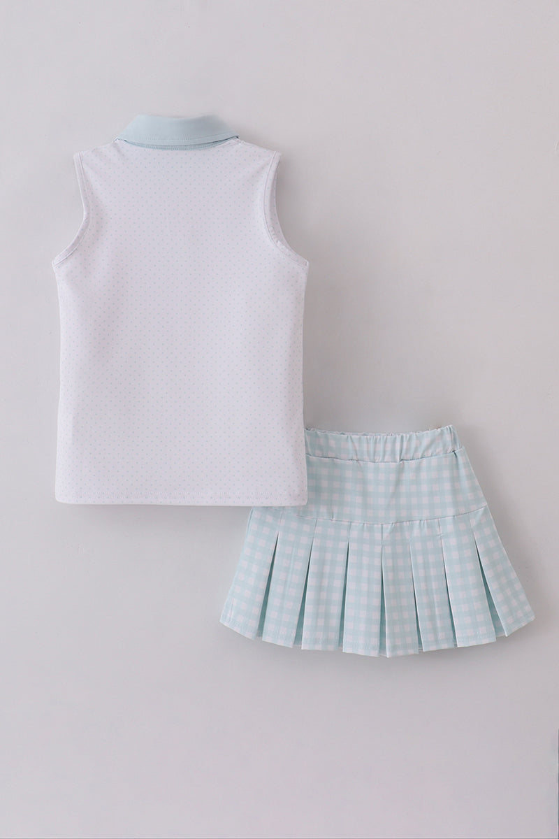 Blue active gingham skorts set