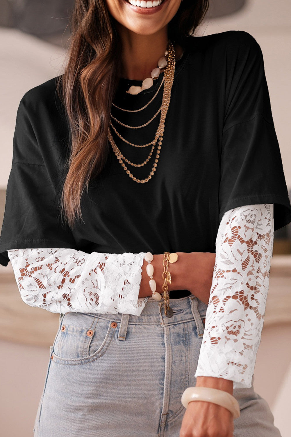 Lace Insert Top FB