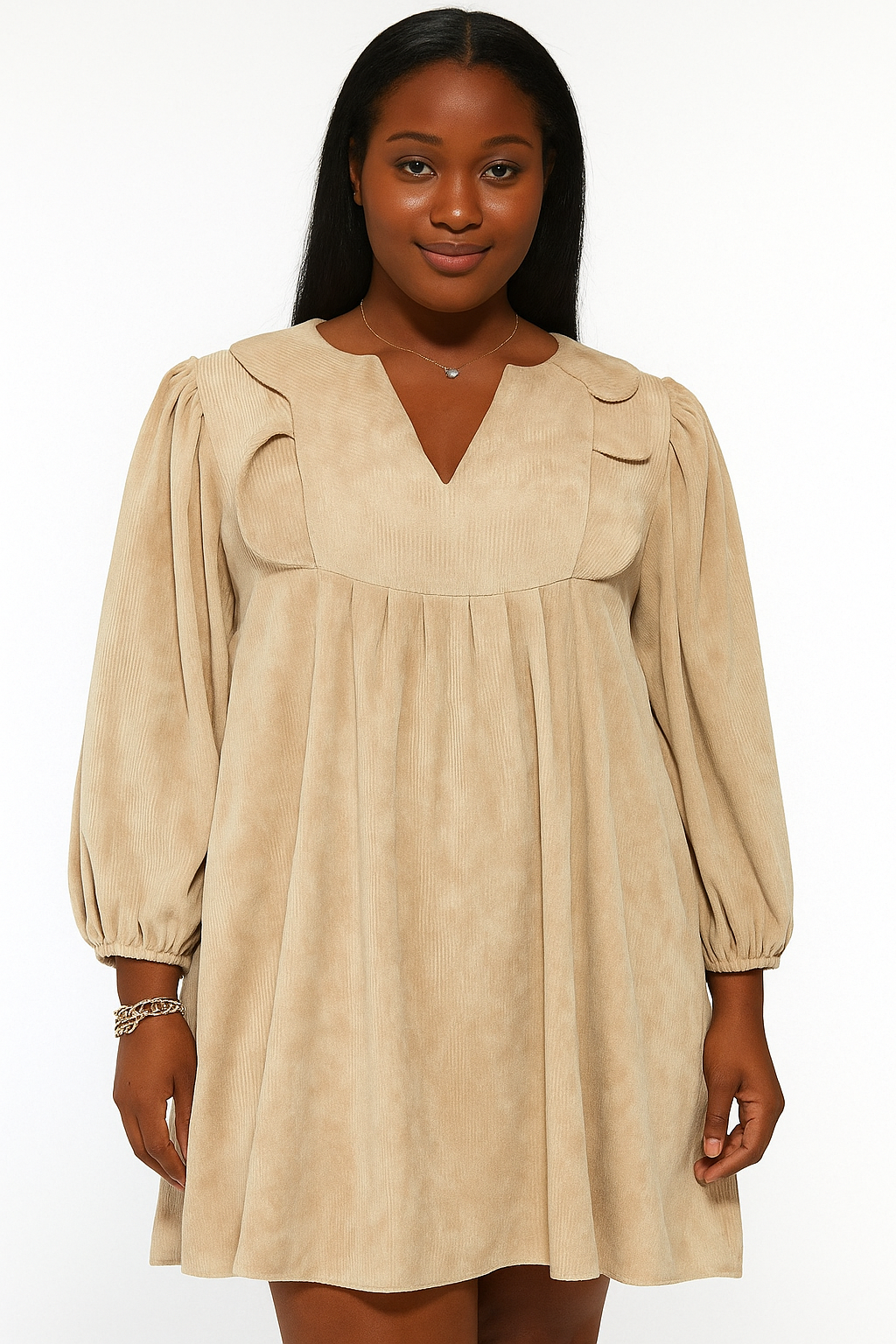 Beige Scallop Plus Size Dress September.