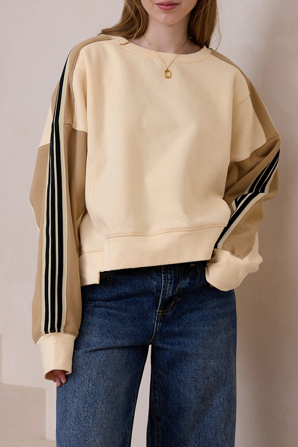 Beige Striped Sweatshirt FB