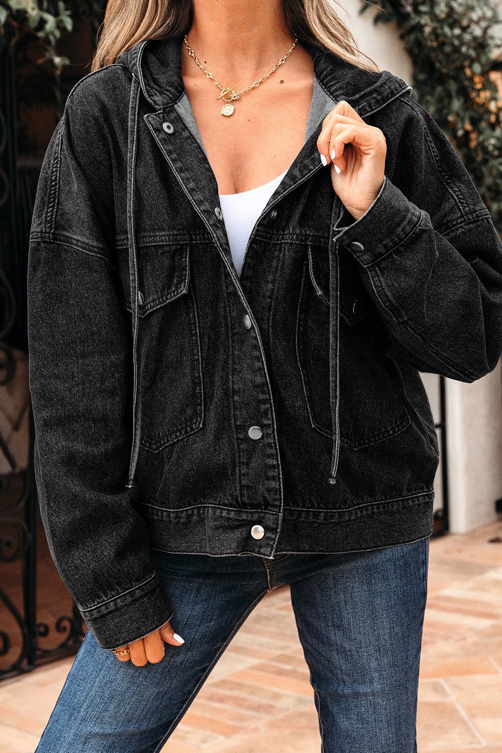 Black Denim Hooded Jacket LT