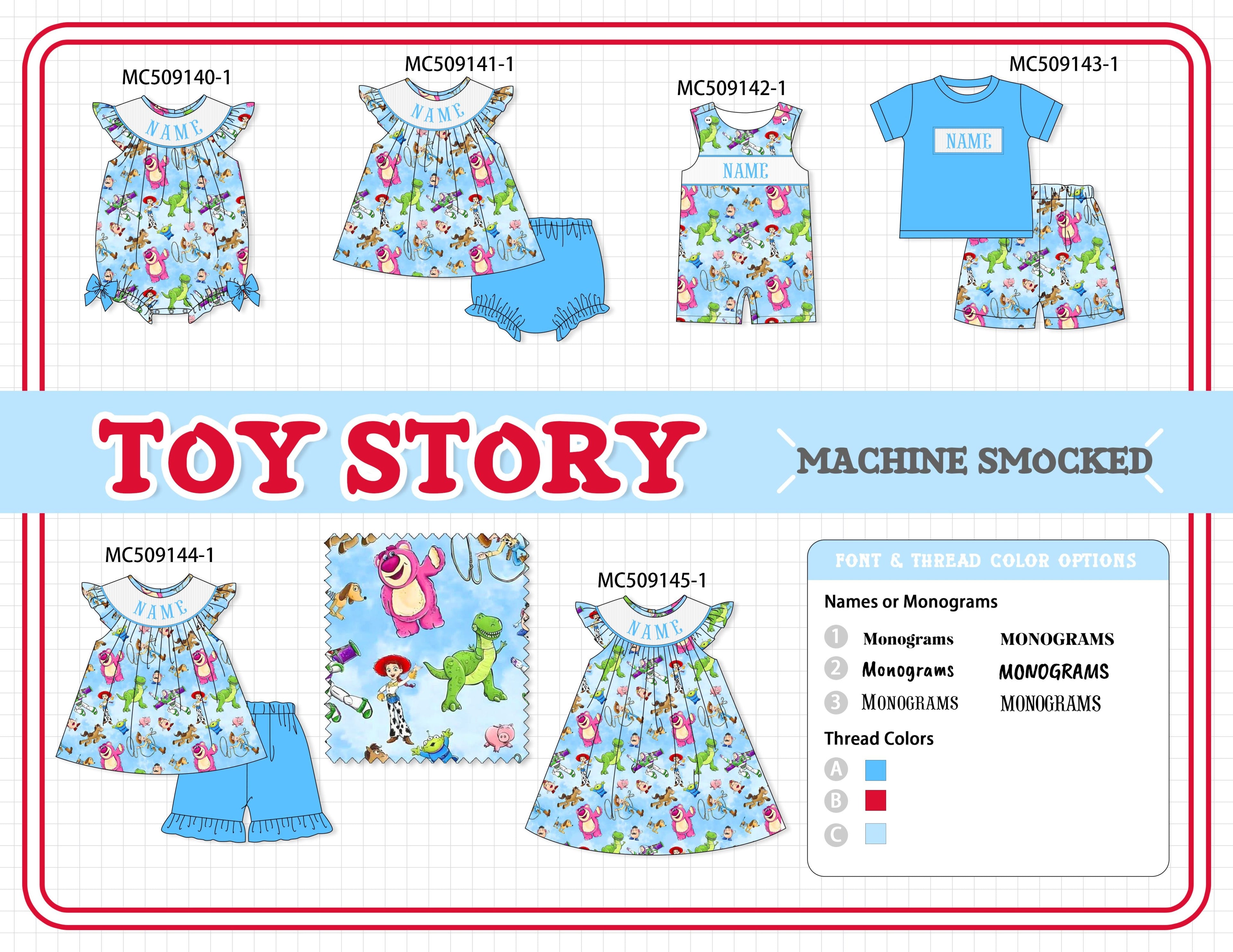 PO65 Blue character monogram smocked collection