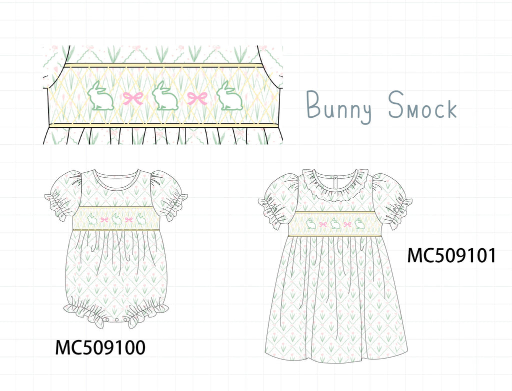 PO65 Bunny bow smocked collection