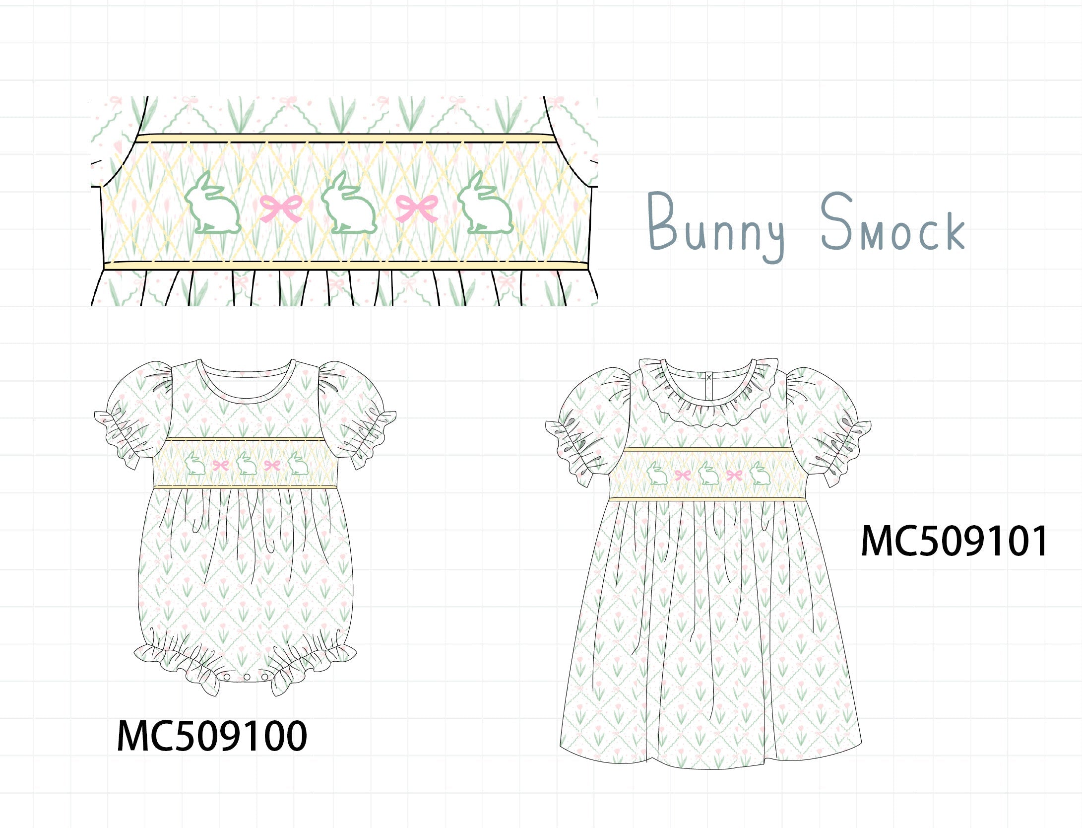 PO65 Bunny bow smocked collection