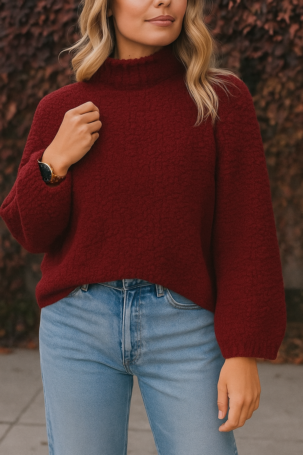 Burgundy Popcorn Sweater November.