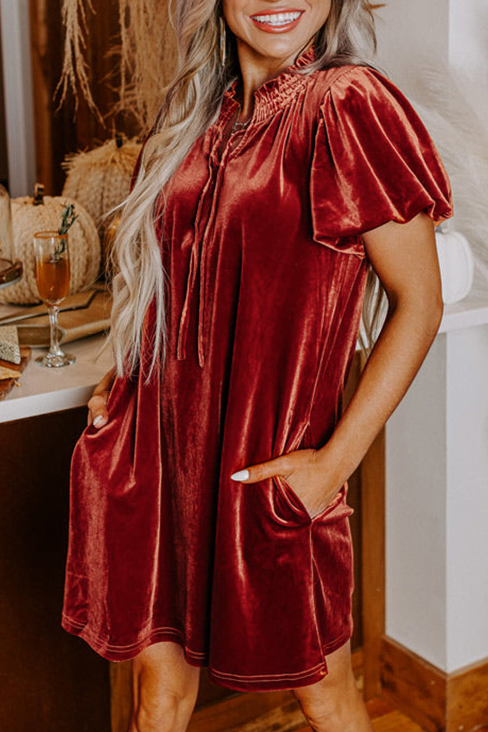 Cinnamon Smocked Dress FB