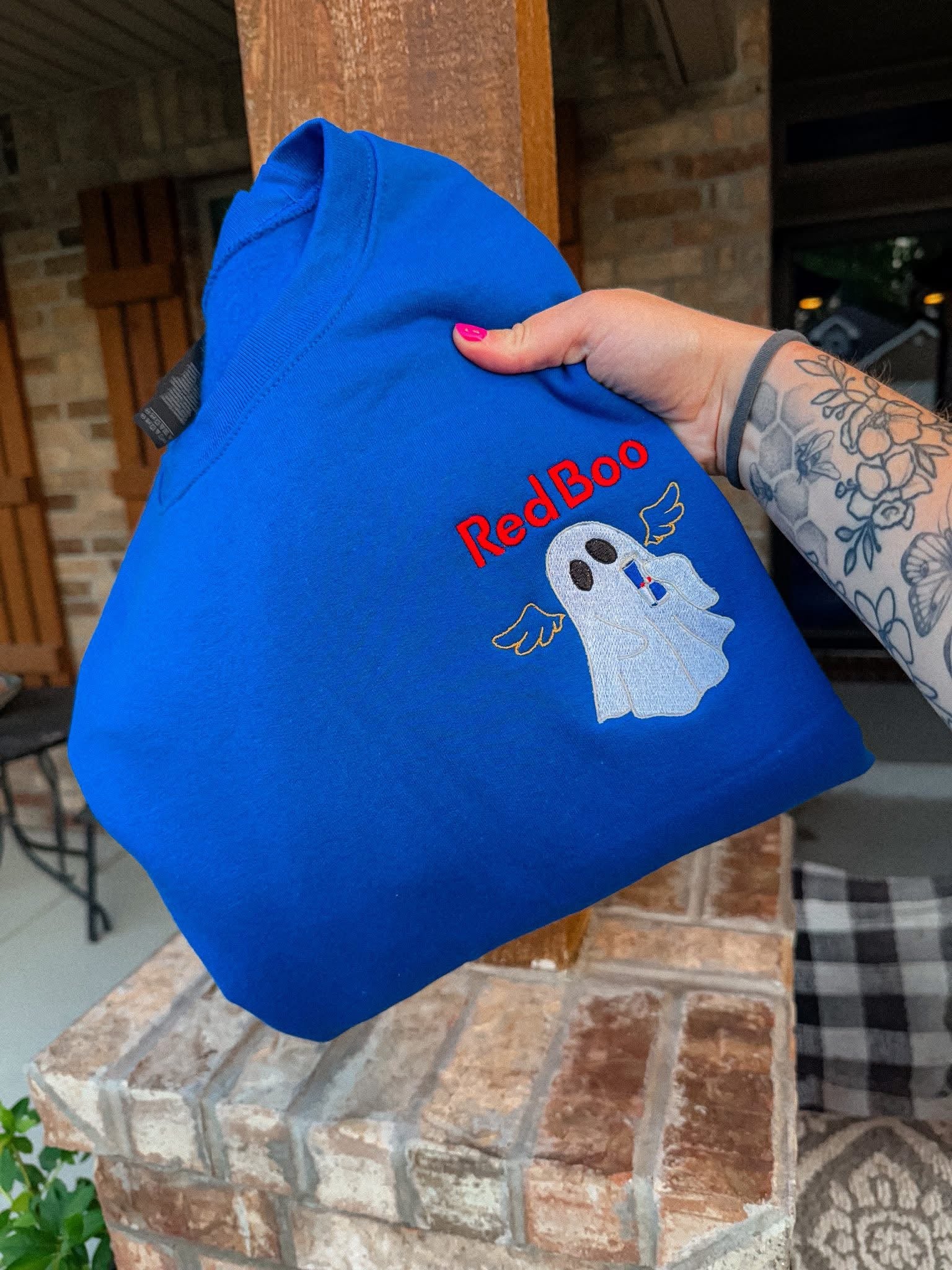 Embroidered Red Boo