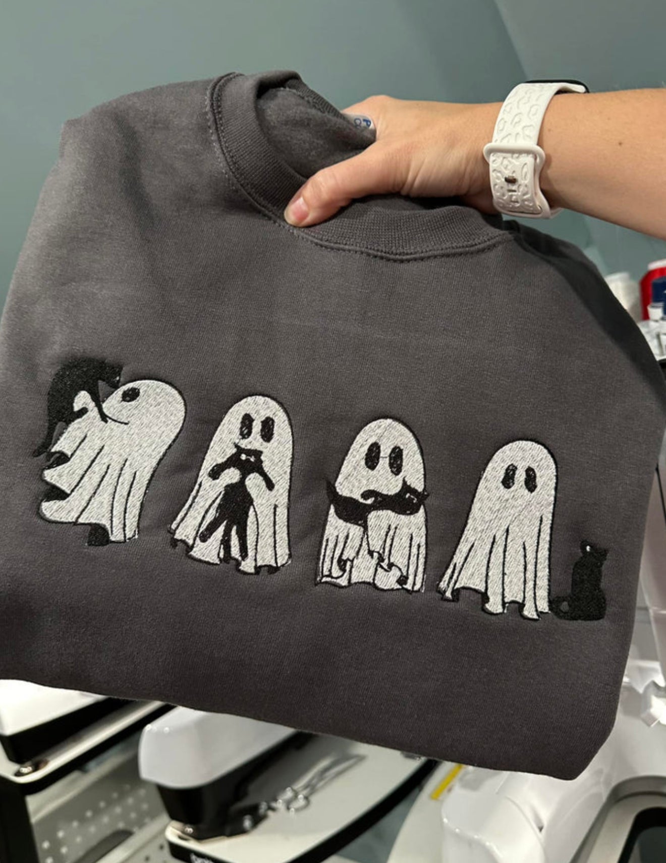 Ghost with Kitties Embroidery