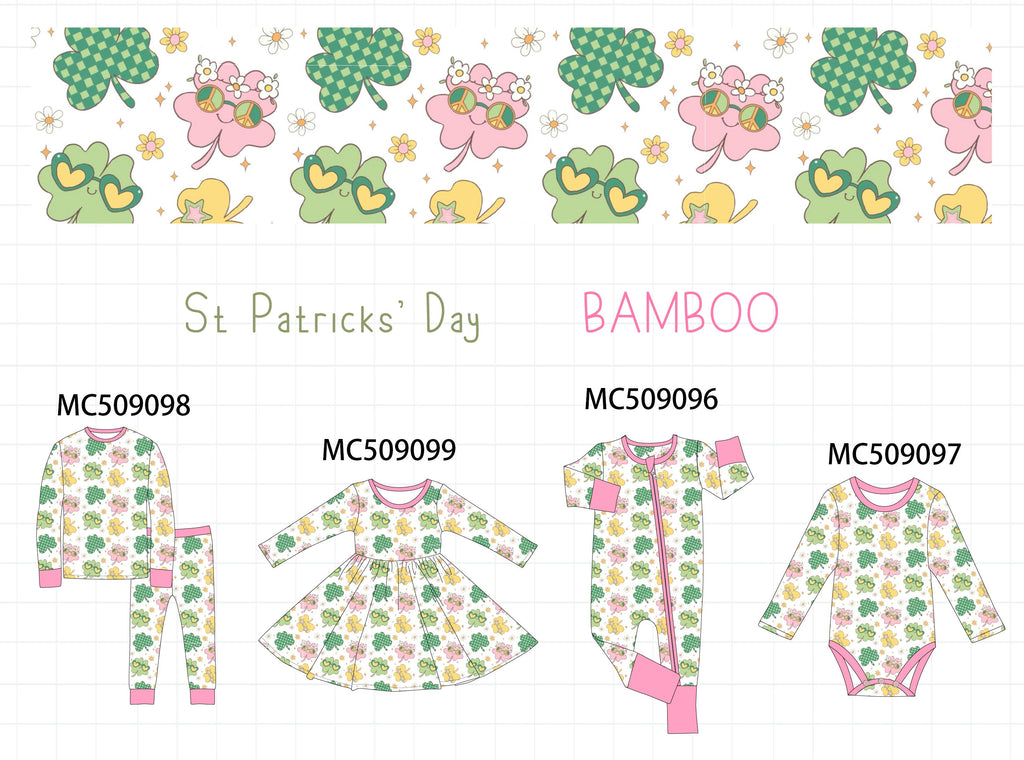 PO65 Green St. Patricks clover print bamboo collection