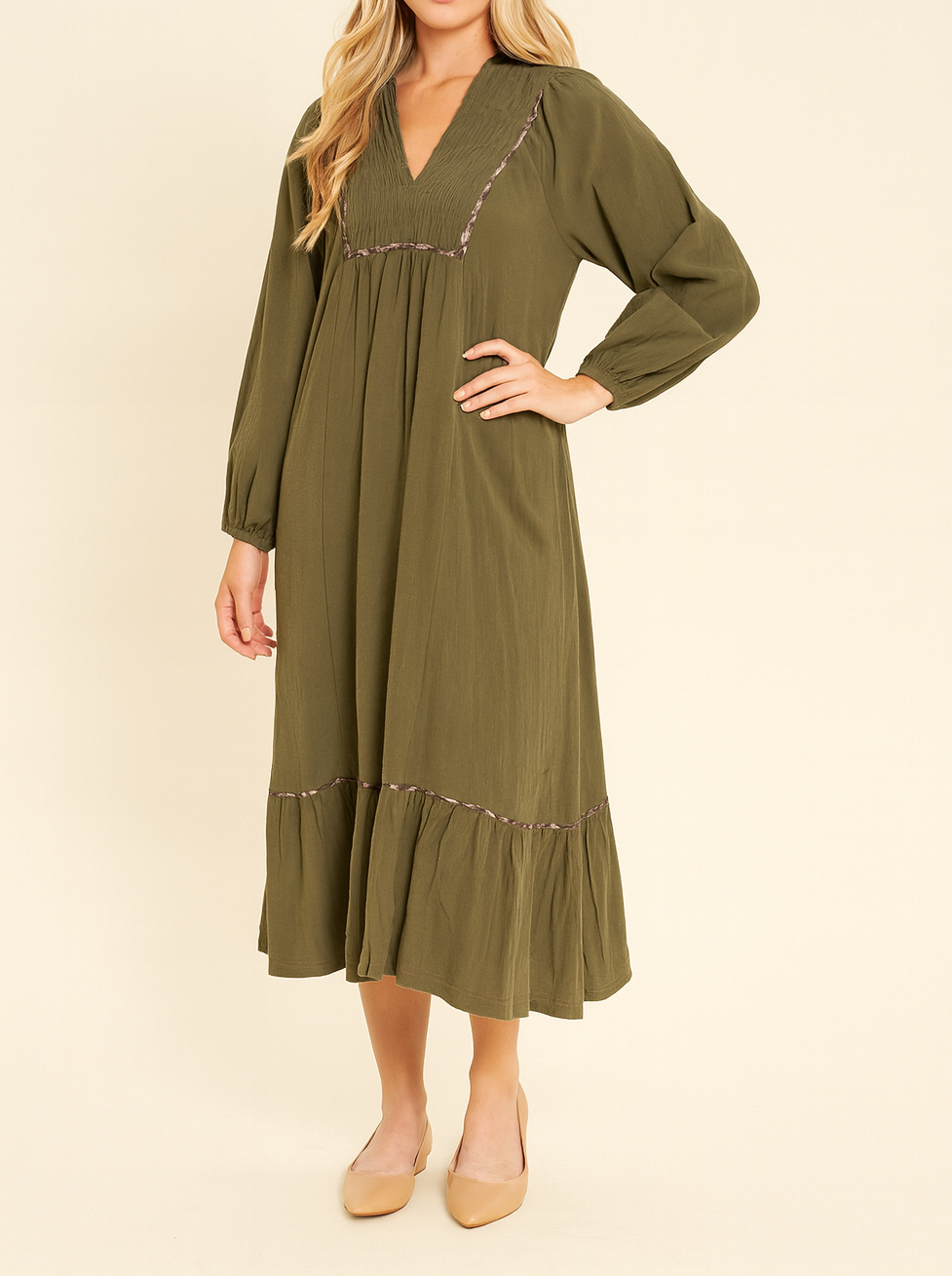 Leopard Trim Dress RTS