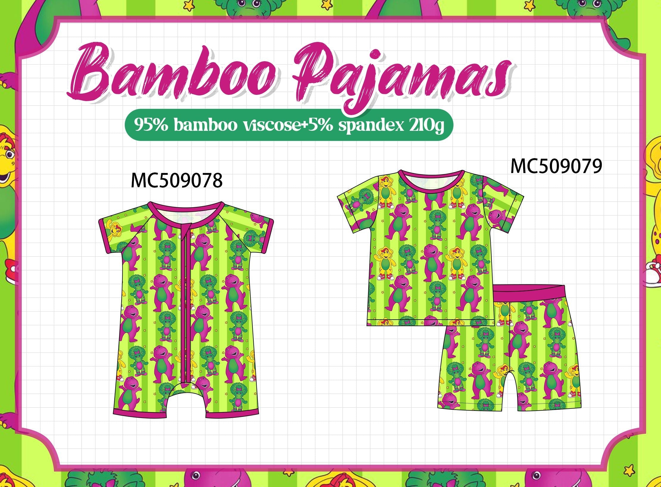PO65 Green dinosaur bamboo collection