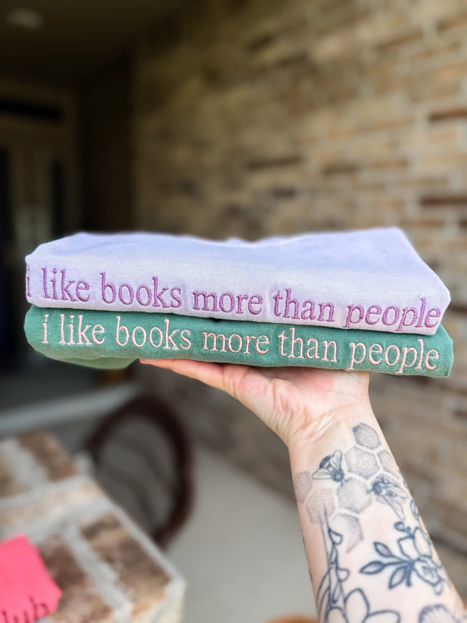 Embroidered I like Books more than People