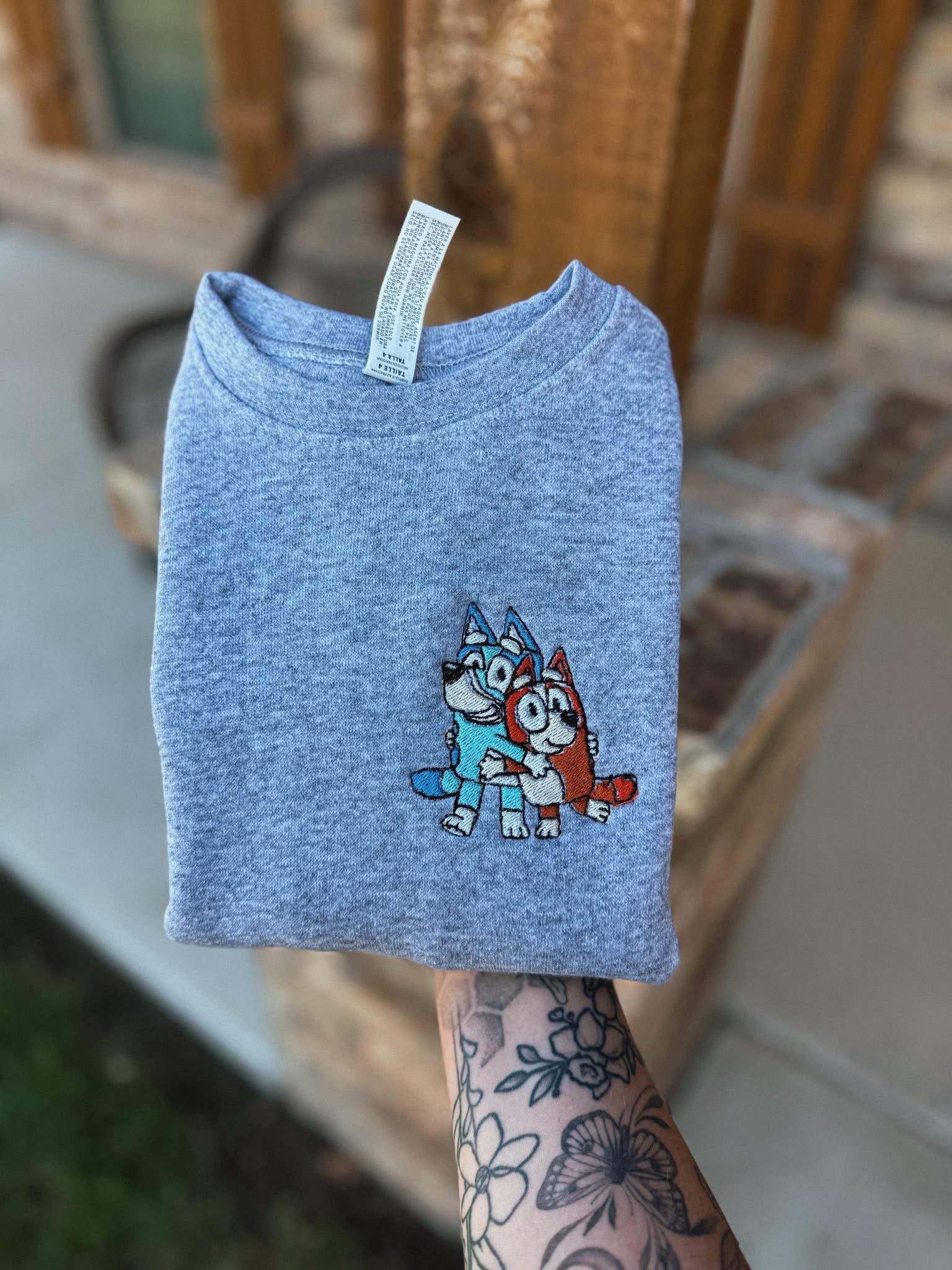 Embroidered Blue Dog Pocket