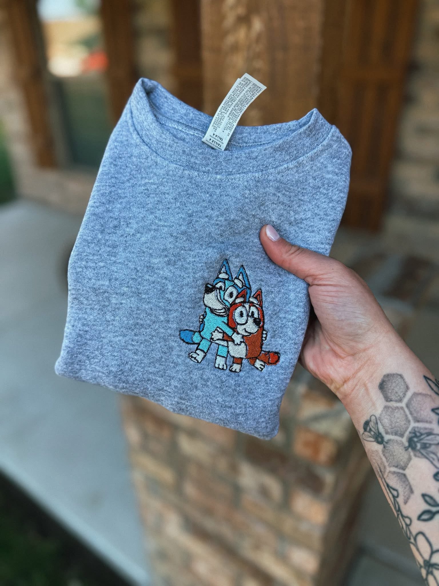 Embroidered Blue Dog Pocket
