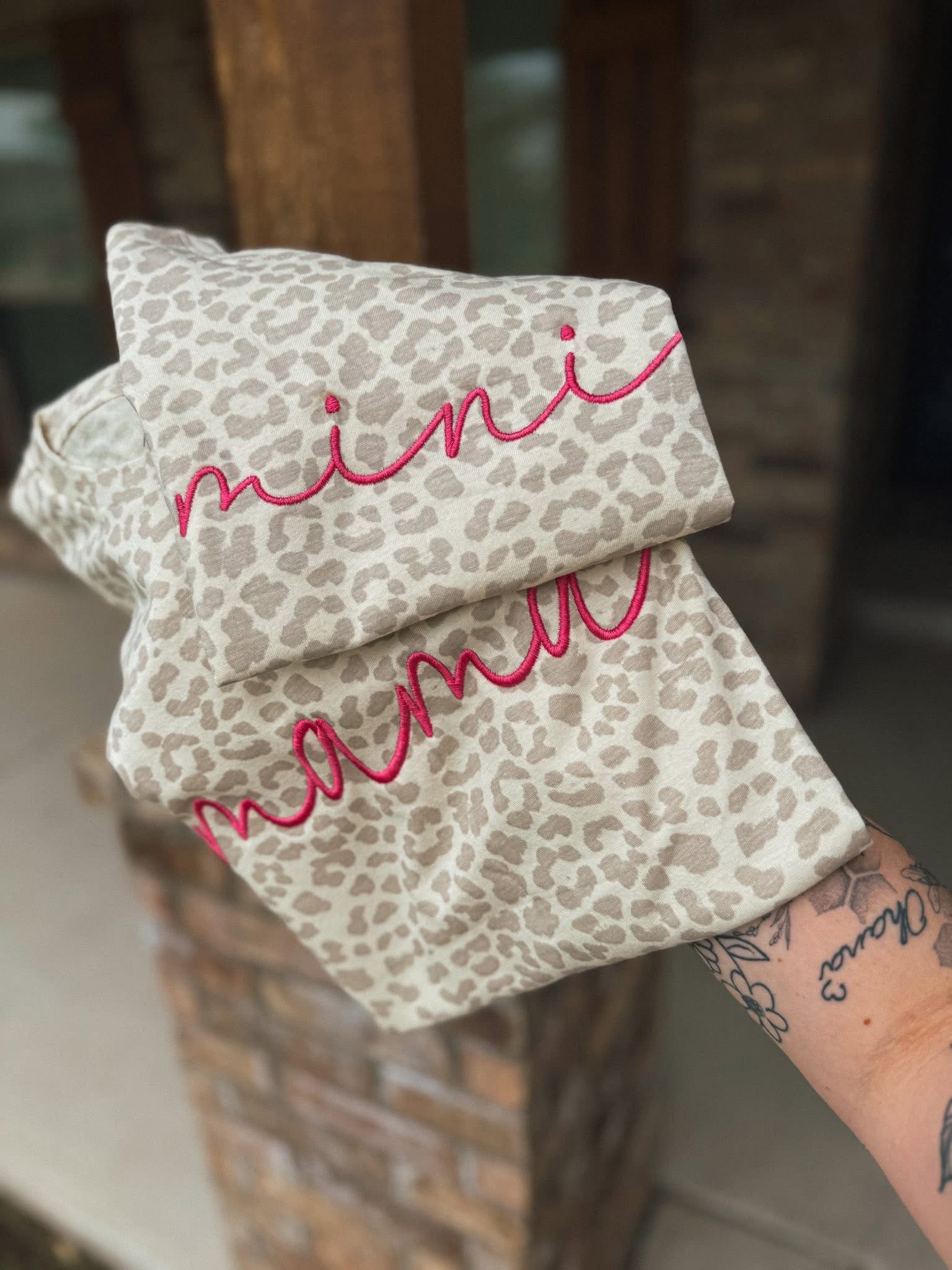 Embroidered Leopard Mama&Mini (natural or black leopard is tee only)