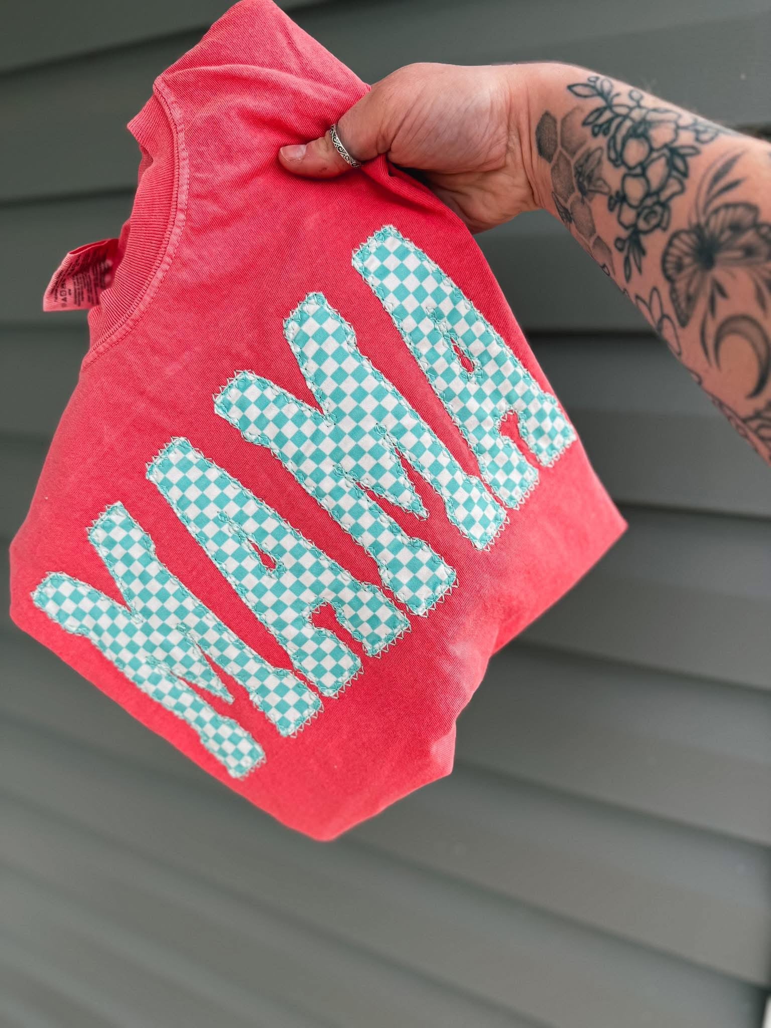 Embroidered Blue Check