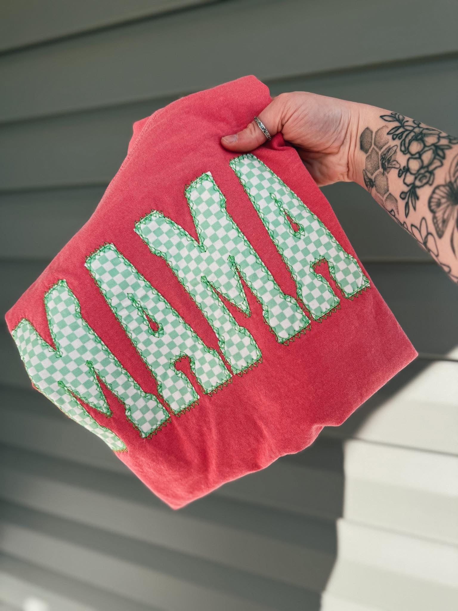 Embroidered Green Check