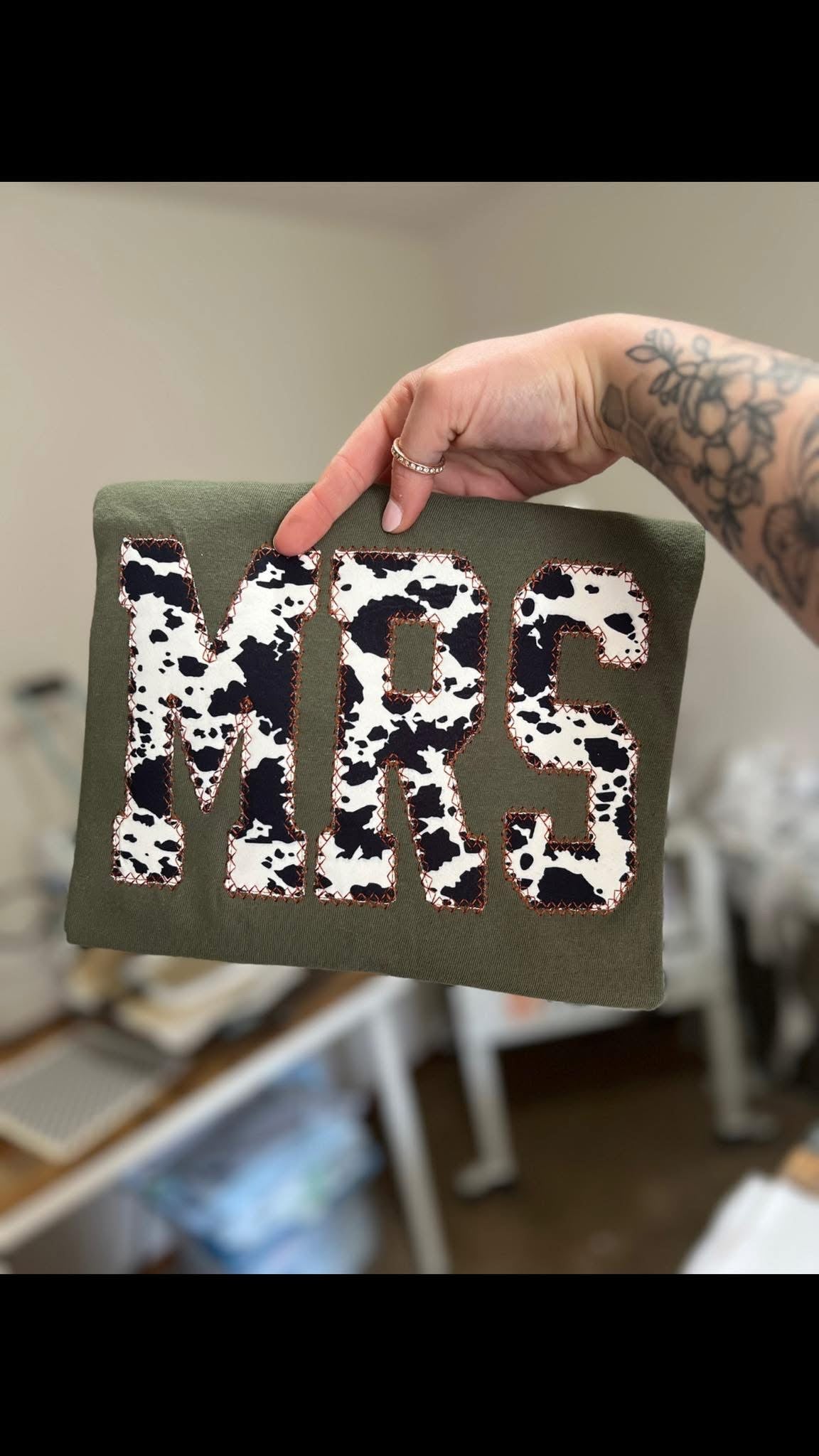 Embroidered Cow Print