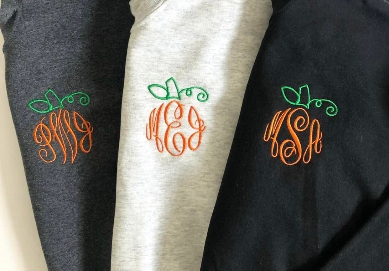 Pumpkin Monogram Pocket Embroidery