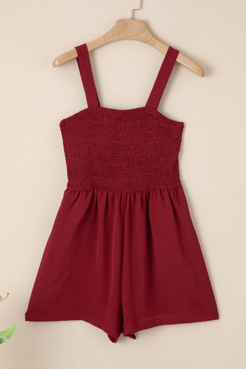 Burgundy Smocked Romper RTS