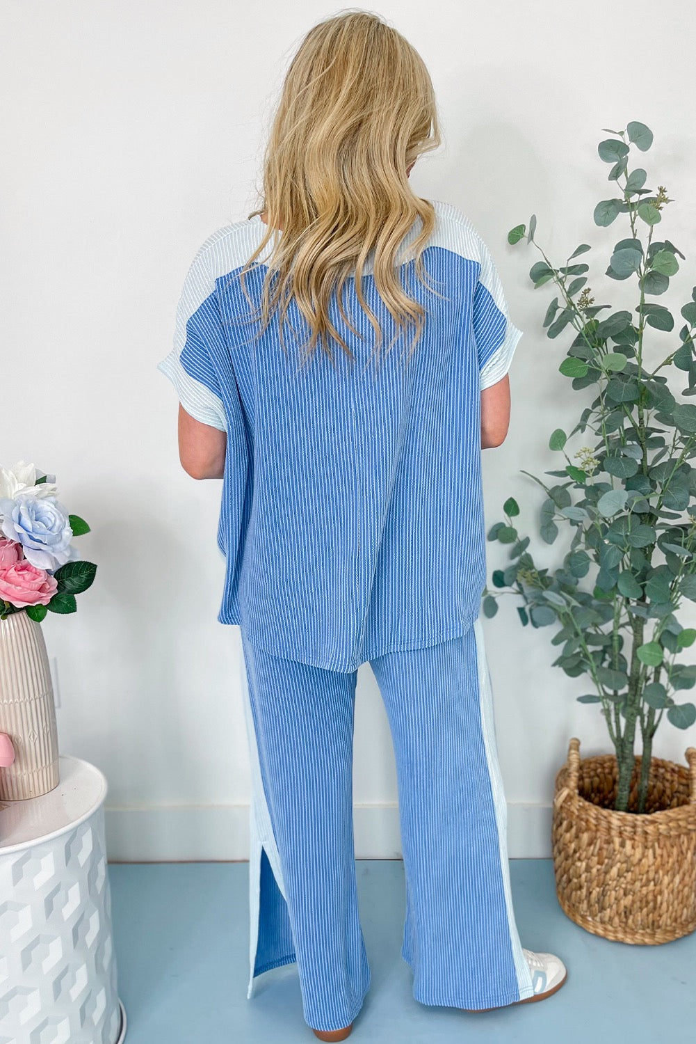 Two Tone Corded Pants Set RTS