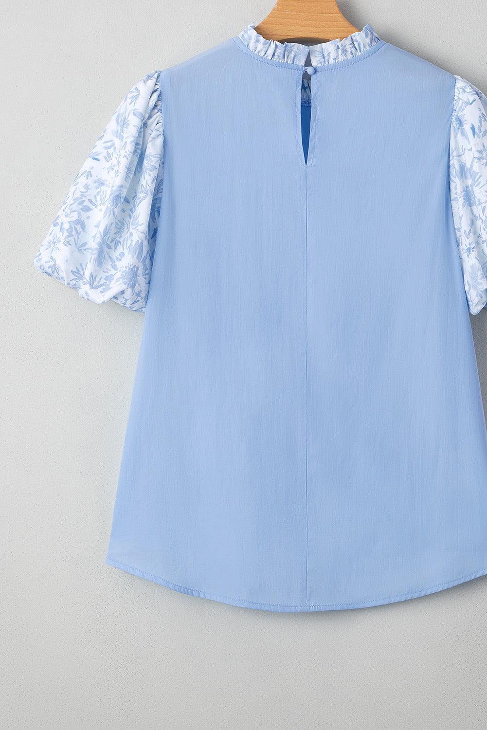 Light Blue Floral Puff Sleeve Blouse RTS