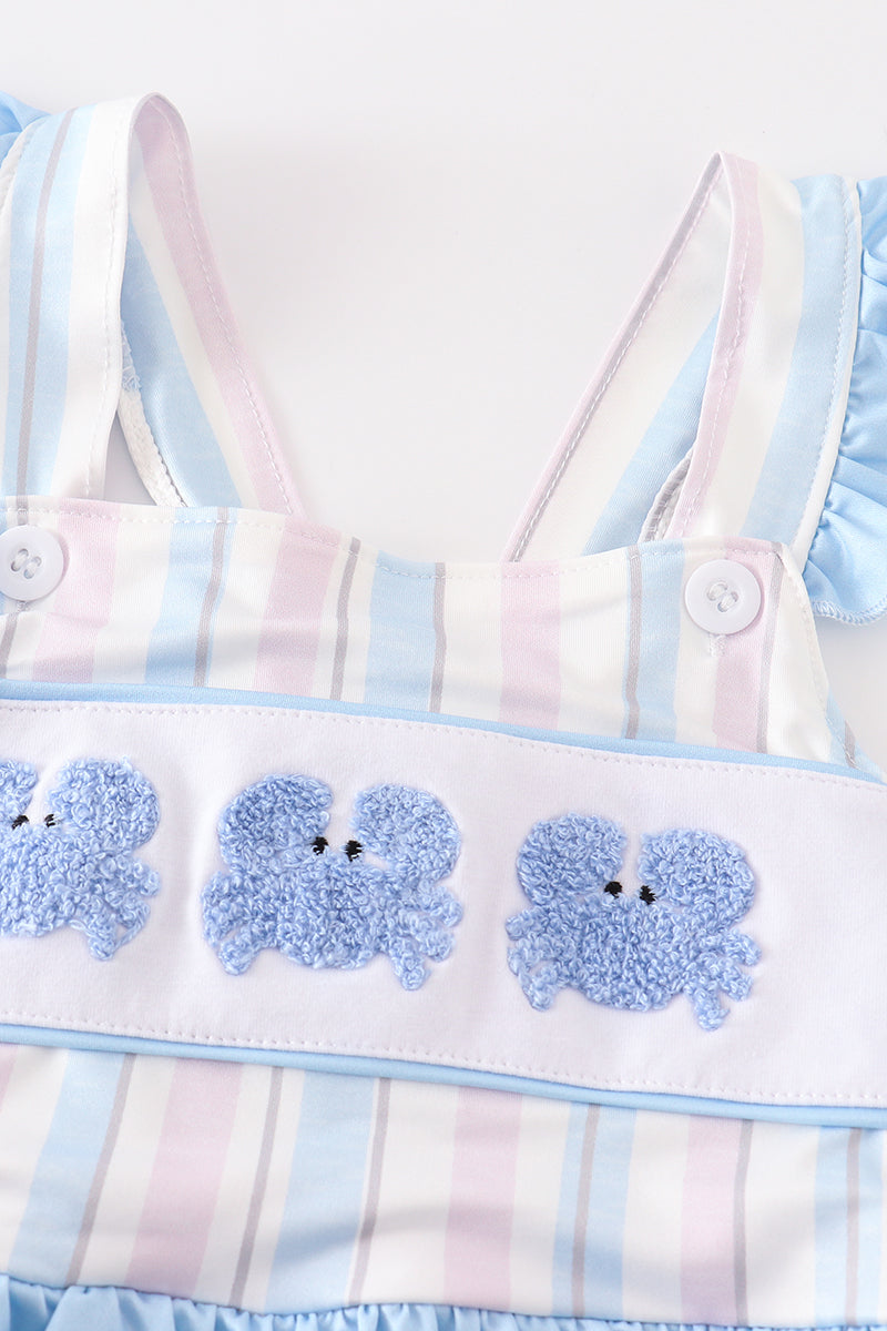 Crab french knot stripe girl swimsuit