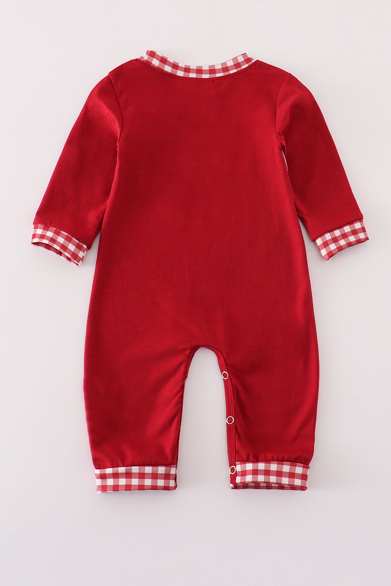 Maroon Alabama embroidery romper