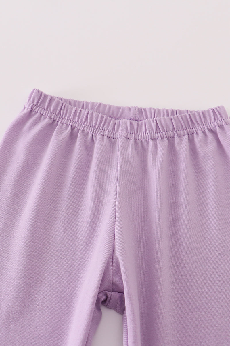 Purple ballet shoes embroidery stripe pants set
