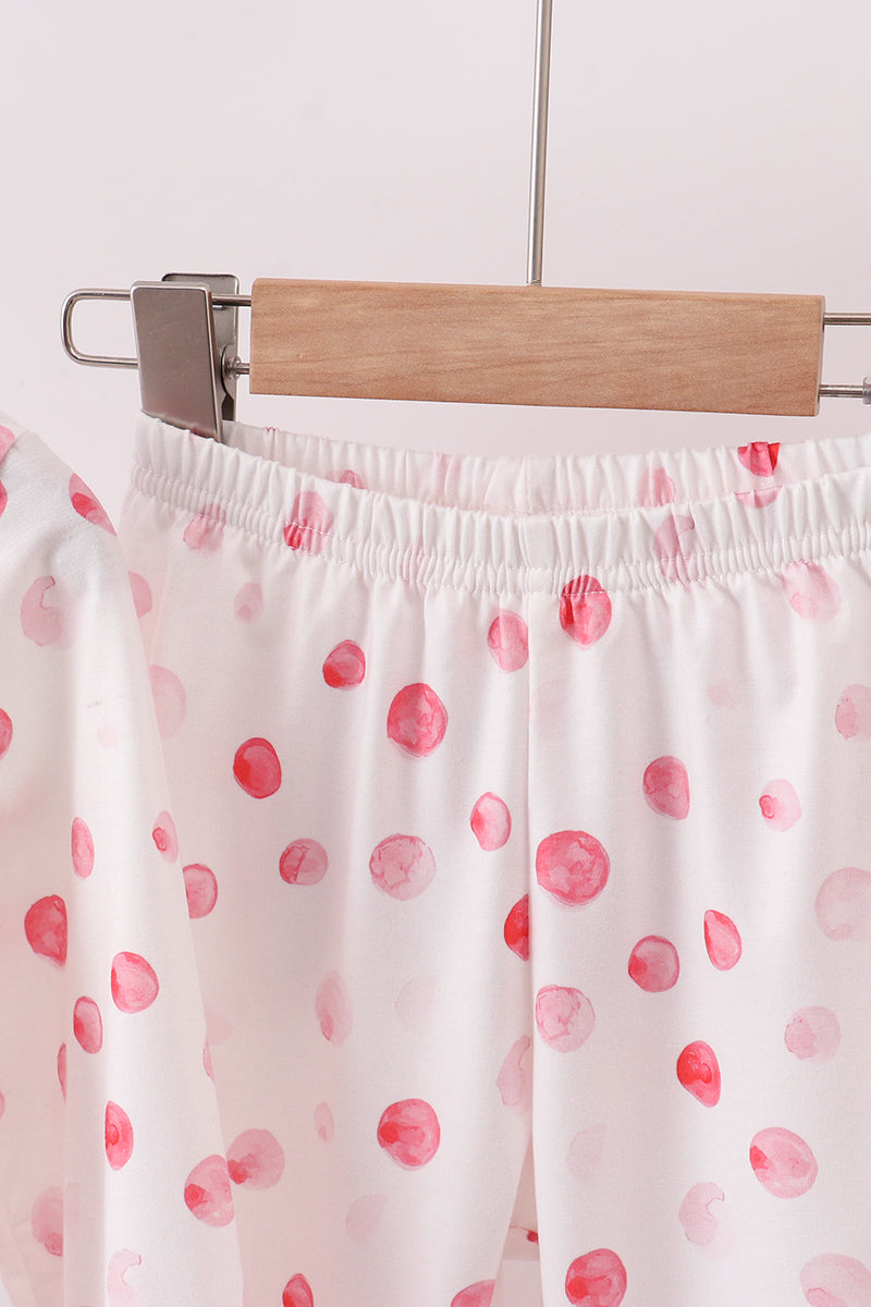 Red polka dot character applique pants set