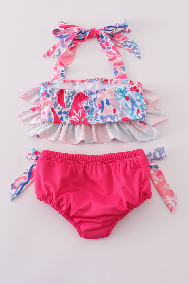 Pink Paradise Reef print 2pc swimsuit