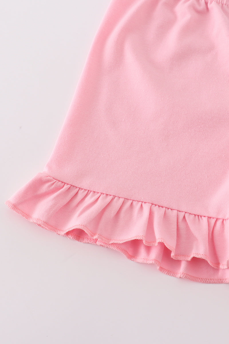 Tea floral bow ruffle shorts set