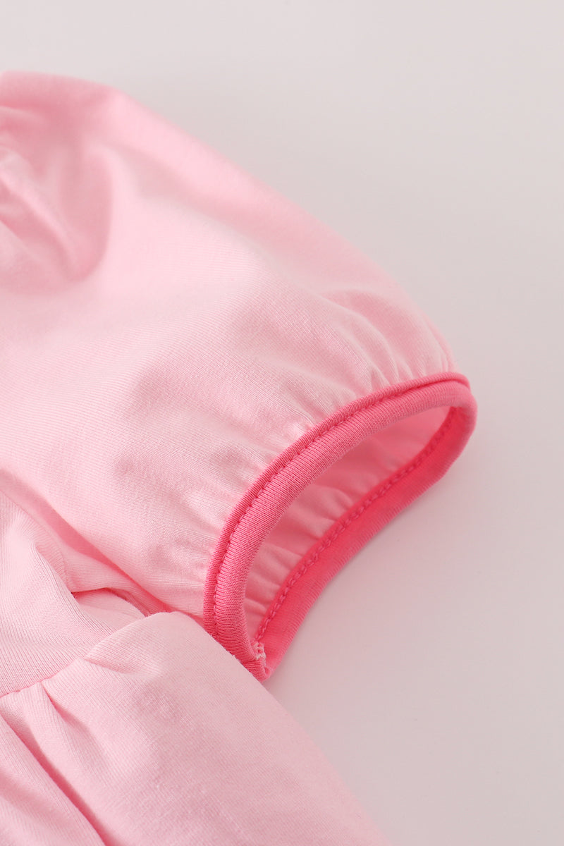 Pink princess embroidery ruffle dress